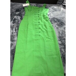 Han Queen Autumn Elegant Fashion Buttons Vintage Pencil Midi Dress Size S